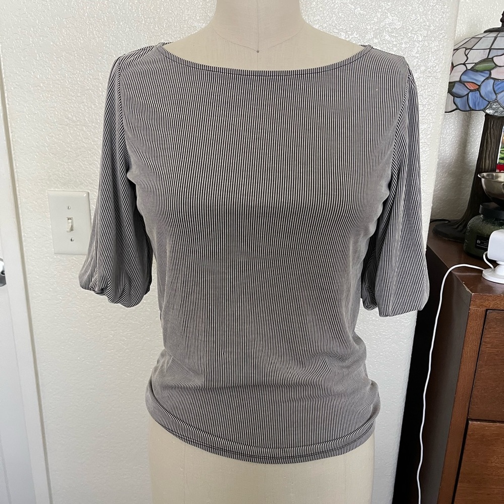 Ann Taylor Black and White Striped Blouse